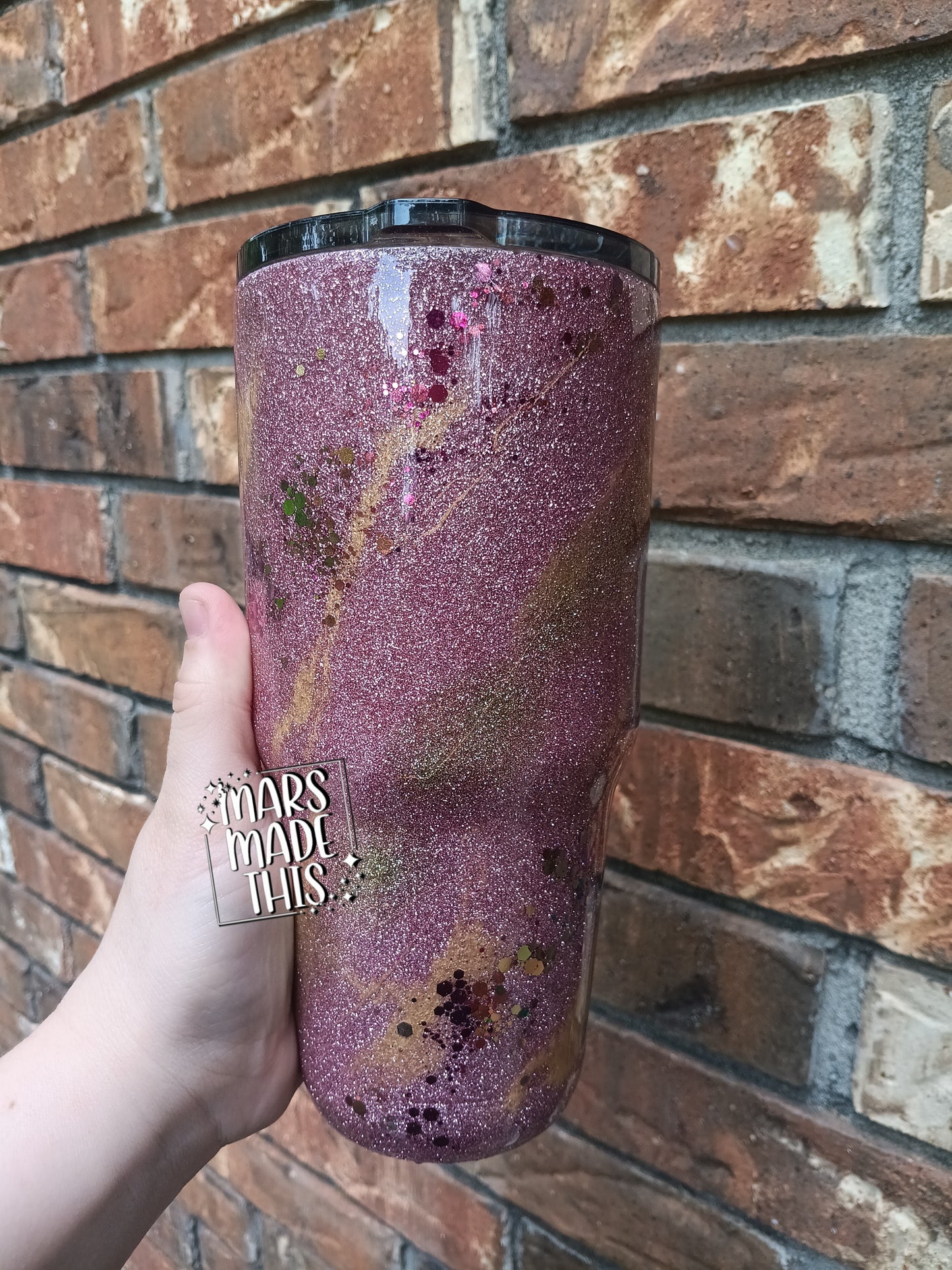 30oz Pink Glittered Tumbler