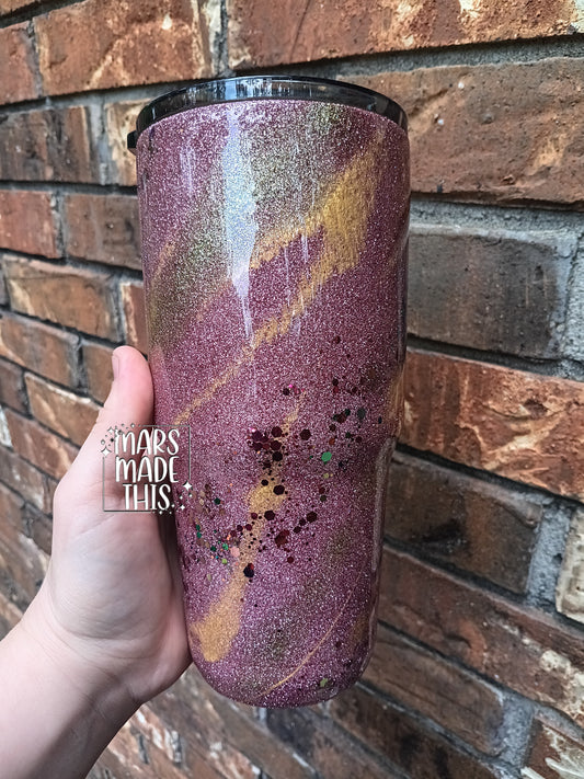 30oz Pink Glittered Tumbler